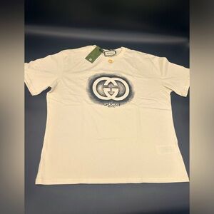 Gucci Cream Tee with Black Logo